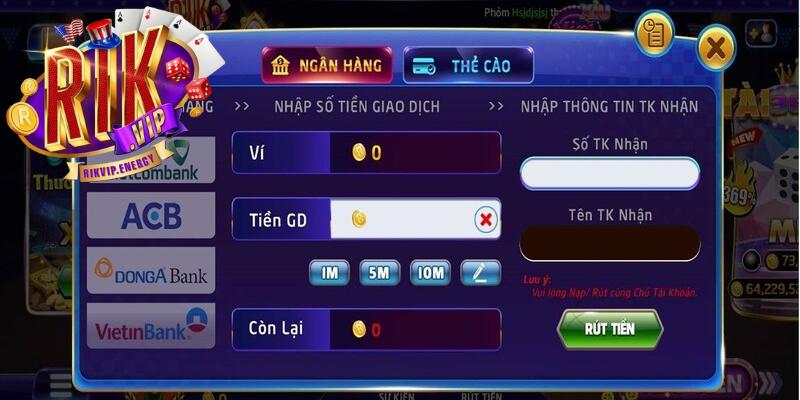 4 kênh thanh toán nạp tiền Rikvip với chỉ dẫn dễ dàng 4 kênh thanh toán nạp tiền Rikvip với chỉ dẫn dễ dàng